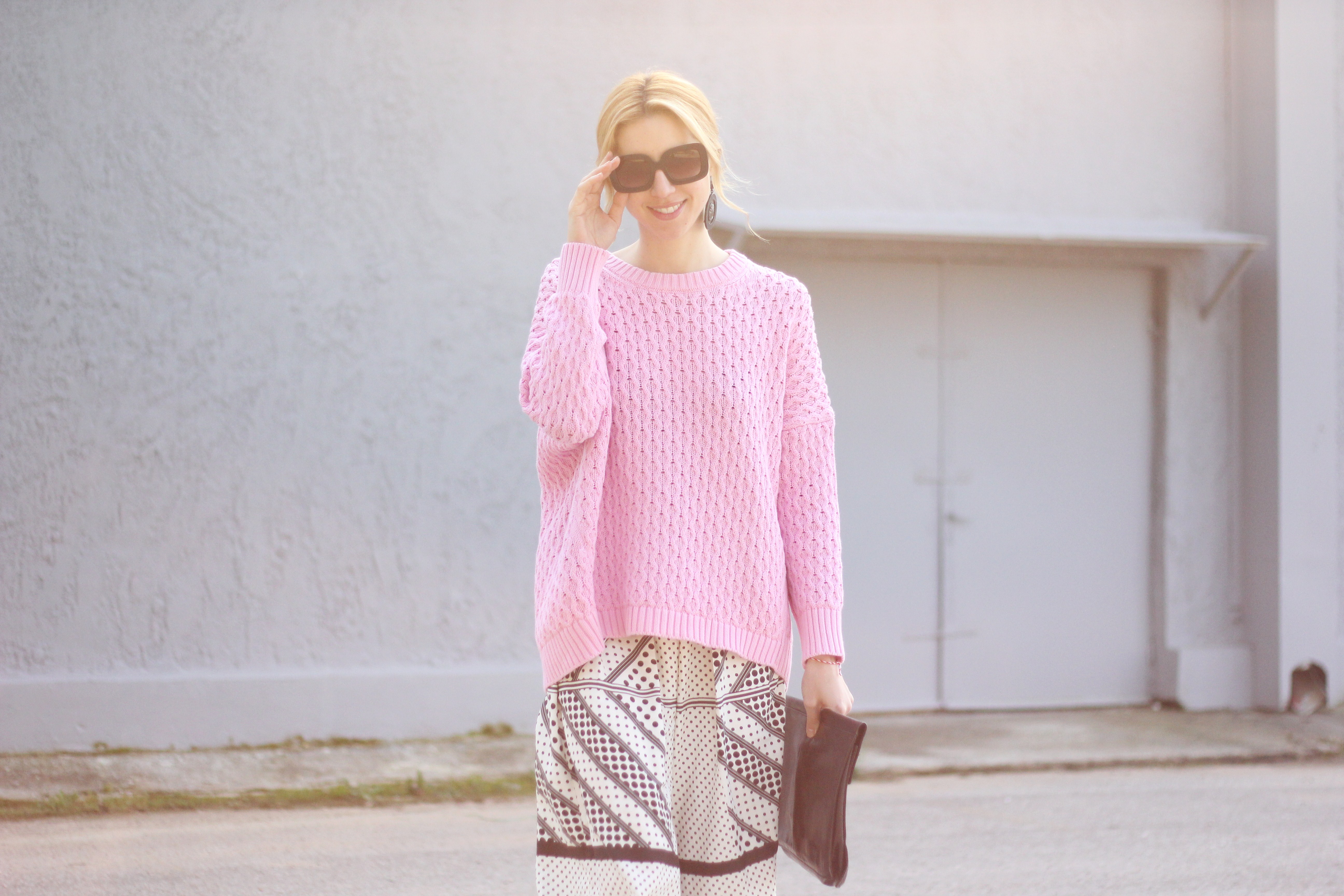 zara oversized sweater pink